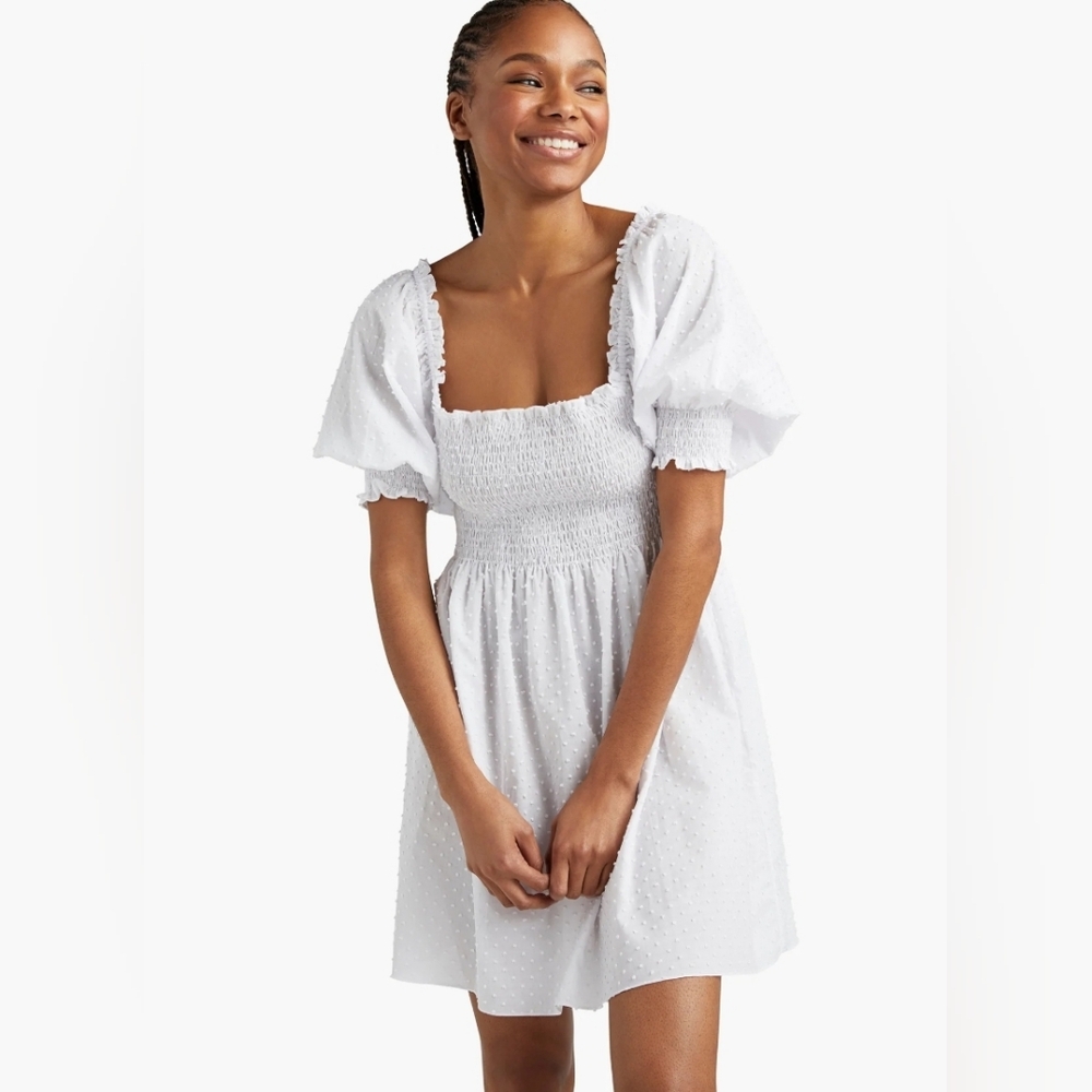 Hill House The Athena Nap Dress in Sheer White Swiss Dot - Picture 2 of 11